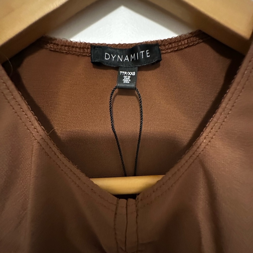 Dynamite Chocolate Ruched Tank Top - Picture 2 of 3